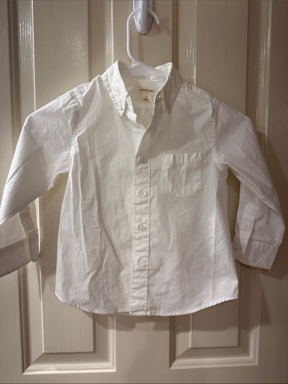 Like New 3T Crewcuts White Long-Sleeve Button-Down Shirt